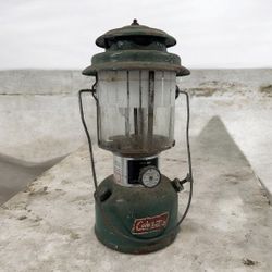 Vintage Coleman 220J Lantern Green Dual Mantle Camping Lantern USA
