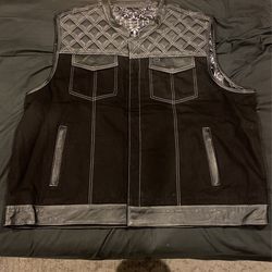 Black Diamond Stitch Motorcycle Vest