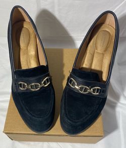 Giani Bernini- Black Suede with Gold Chain Loafers
