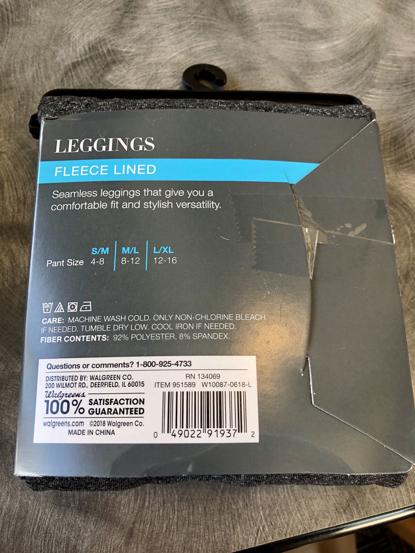 West Loop Seamless Leggings Fleece Lined Heather Grey M/L (Pant Size 8-12)
