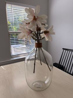Unemployed : 2 Large Clear Glass Vase with Leather Neck Detail