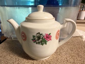Vintage Chinese Floral Ceramic Teapot