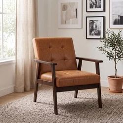 Mid-Century Modern PU Leather Accent...