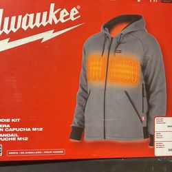 Milwaukee Men's Large M12 12-Volt Lithium-Ion Cordless Gray Heated Jacket Hoodie Kit with (1) 2.0 Ah Battery and Charger