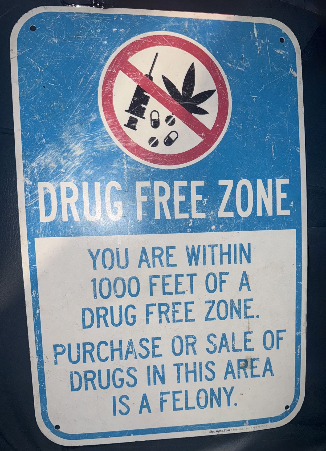 17.5 X 11.5 Drug Free Zone Sign