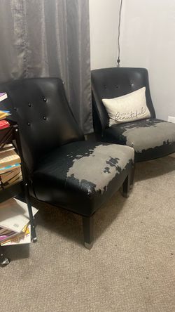 Black Faux Leather Accent Chairs – Set of 2