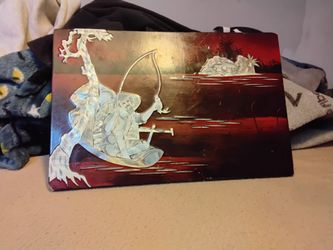 Asian lacquered Painting with mother of pearl