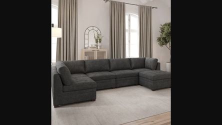 Thomasville Tisdale 7-Piece Gray Fabric Sectional — New