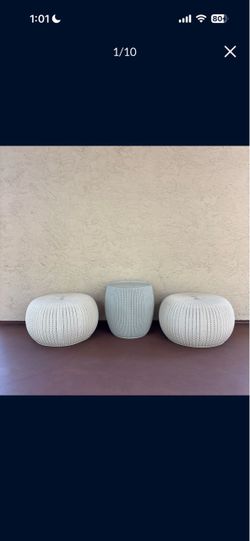 One Outdoor Set of 2 Seats and Tray Table with Storage