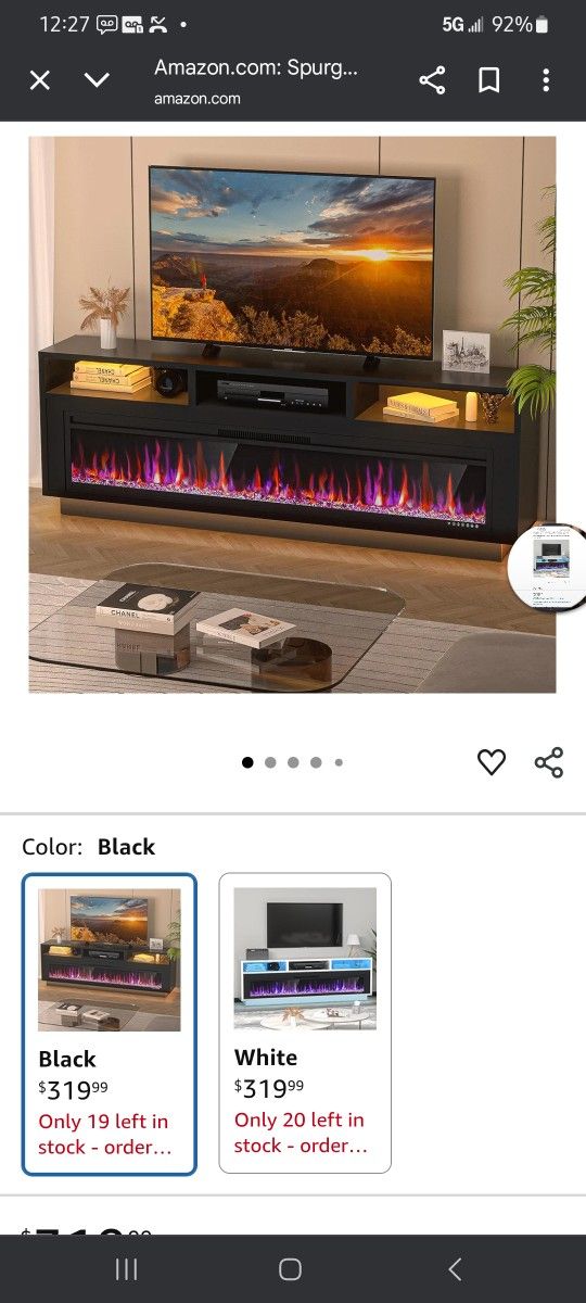 Brand NEW BLACK Fireplace Entertainment Center With LED Customization 