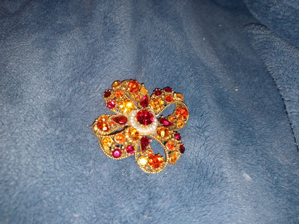 Fall Red Orange Brooch