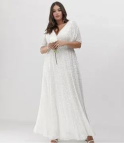 Ivory Sequin Maxi Wedding Dress 