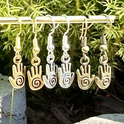 ✋ Pretty Hopi Healing Hand metal charm earrings - Healer’s Hand, Shaman’s Hand