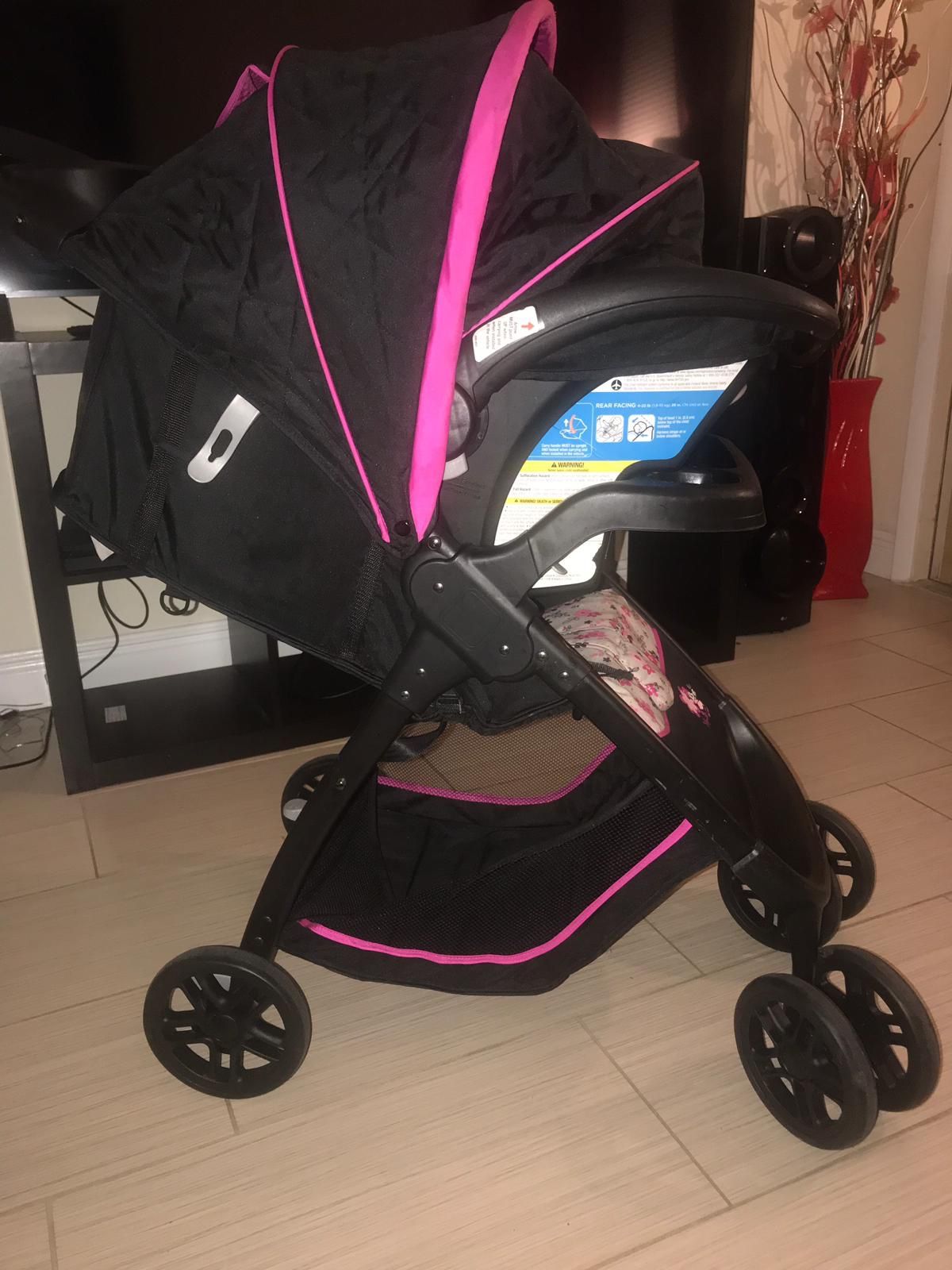 Disney Baby Minnie Mouse Amble Quad Travel System Stroller with OnBoard 22 LT Infant Car Seat (Garden Delight)