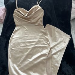 Gold Satin Maxi Dress