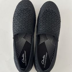 Clarks Cloudsteppers Breeze Emily Women Slip-On Comfort Flats Shoes Black Size: 8.5