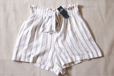 Hollister Women's Paper Bag Shorts Medium Ultra High Rise Striped Tie Waist NWT