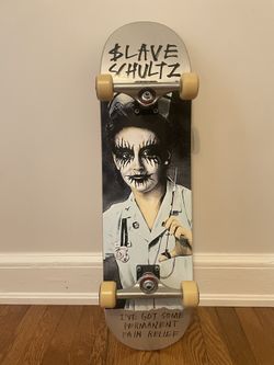 NEW Slave Schultz Black Metal Skateboard Deck 8.5”