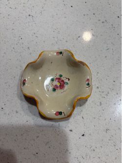 Vintage Grazia Deruta Italy Hand-Painted Majolica Ceramic Trinket Dish