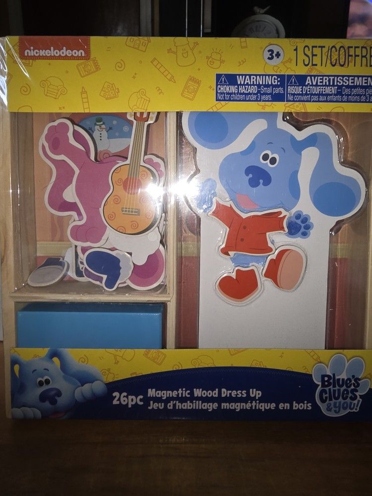 🆕️26 PIECE BLUES CLUES MAGNETIC WOOD DRESS UP