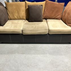 3 Cushion Light Brown / Black Comfy Couch 