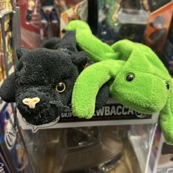 2 VERY RARE BEANIE BABIES FROG AND PANTHER
