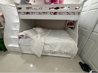 White bunk bed with drawers