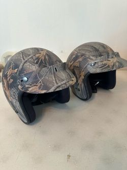 2 Camo Open Face Helmets Size Large