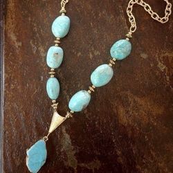 18K Gold Turquoise Amazonite Necklace