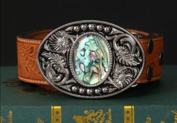 New beautiful abalone western floral belt buckle SHIPPING AVAILABLE