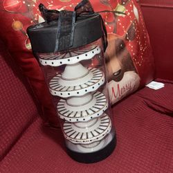 GRACE'S TEAWARE GOLD & BLACK MINI PEDESTAL CUPCAKE DESSERT STAND *RARE PATTERN*