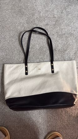 Cole Haan Black and Cream Leather Tote