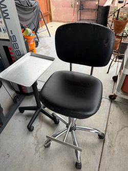 Metal tray and chair