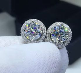 1 CT Earrings 6.5mm Diamond Earrings Moissanite 
