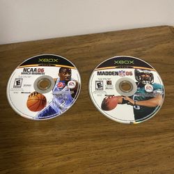 XBox NCAA 06 March Madness. &. Madden NFL 06.   Both rated E. 