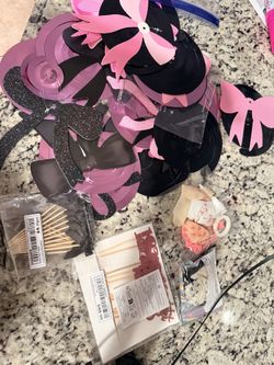 Bow Pink and Black party decorations