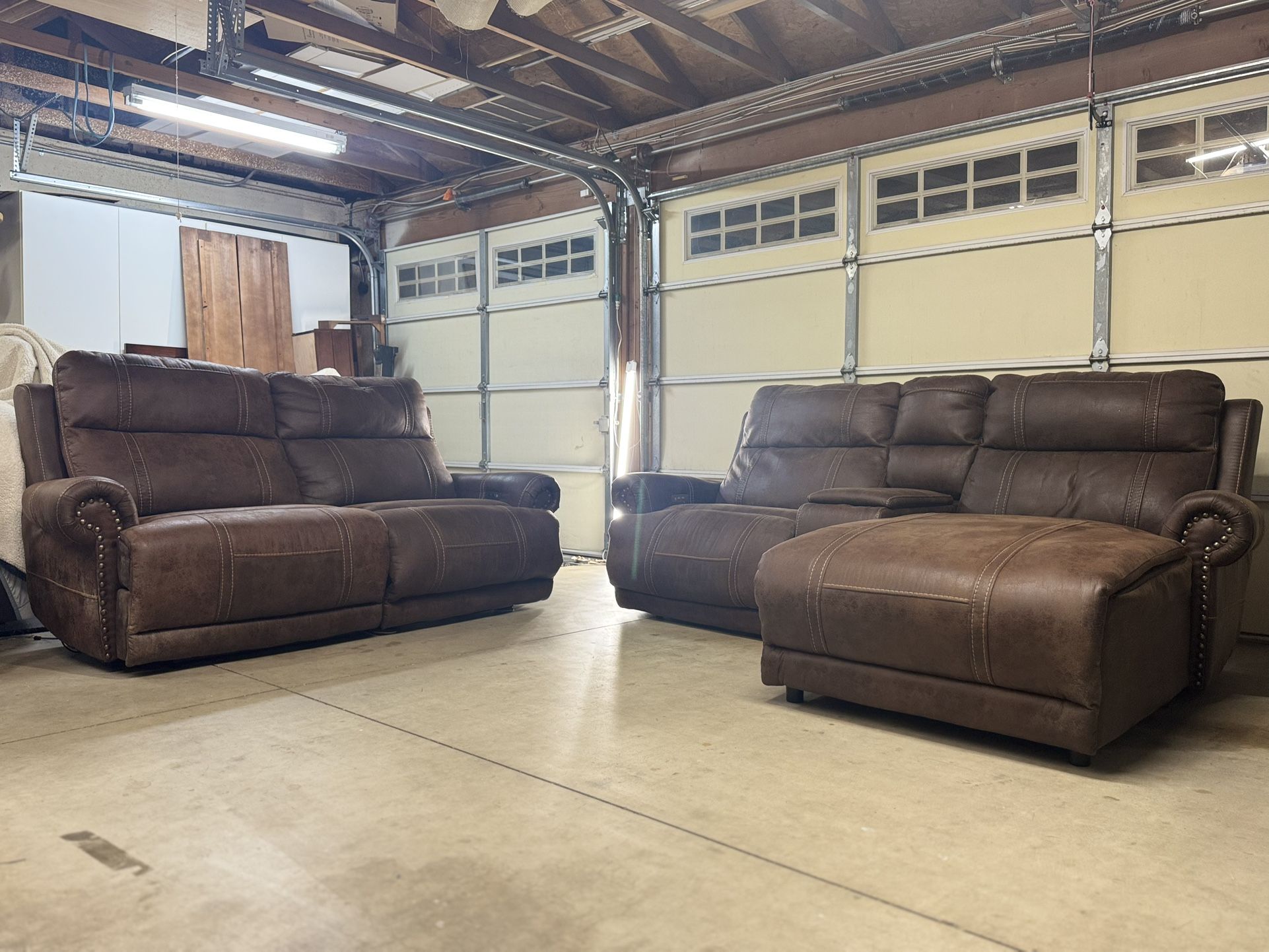 2-Piece Brown Reclining Sofa Set - Great Condition!