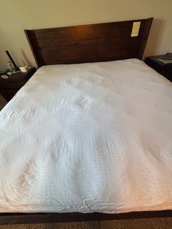 Handcrafted King Size Bed with Nightstands and Mattress