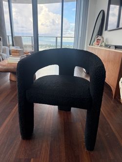 Set of 4 Black Boucle Accent Chair