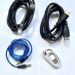 iPhone, Aux, HDMI and RJ45 Cat Cable