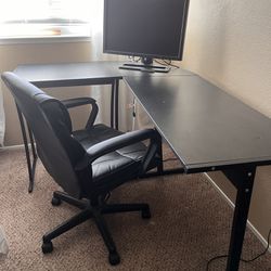 Desk, Chair, 24” HP Minitor