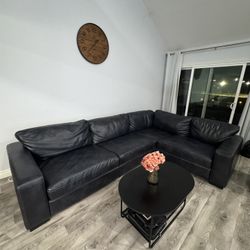Leather Sectional Couch, Seats 5