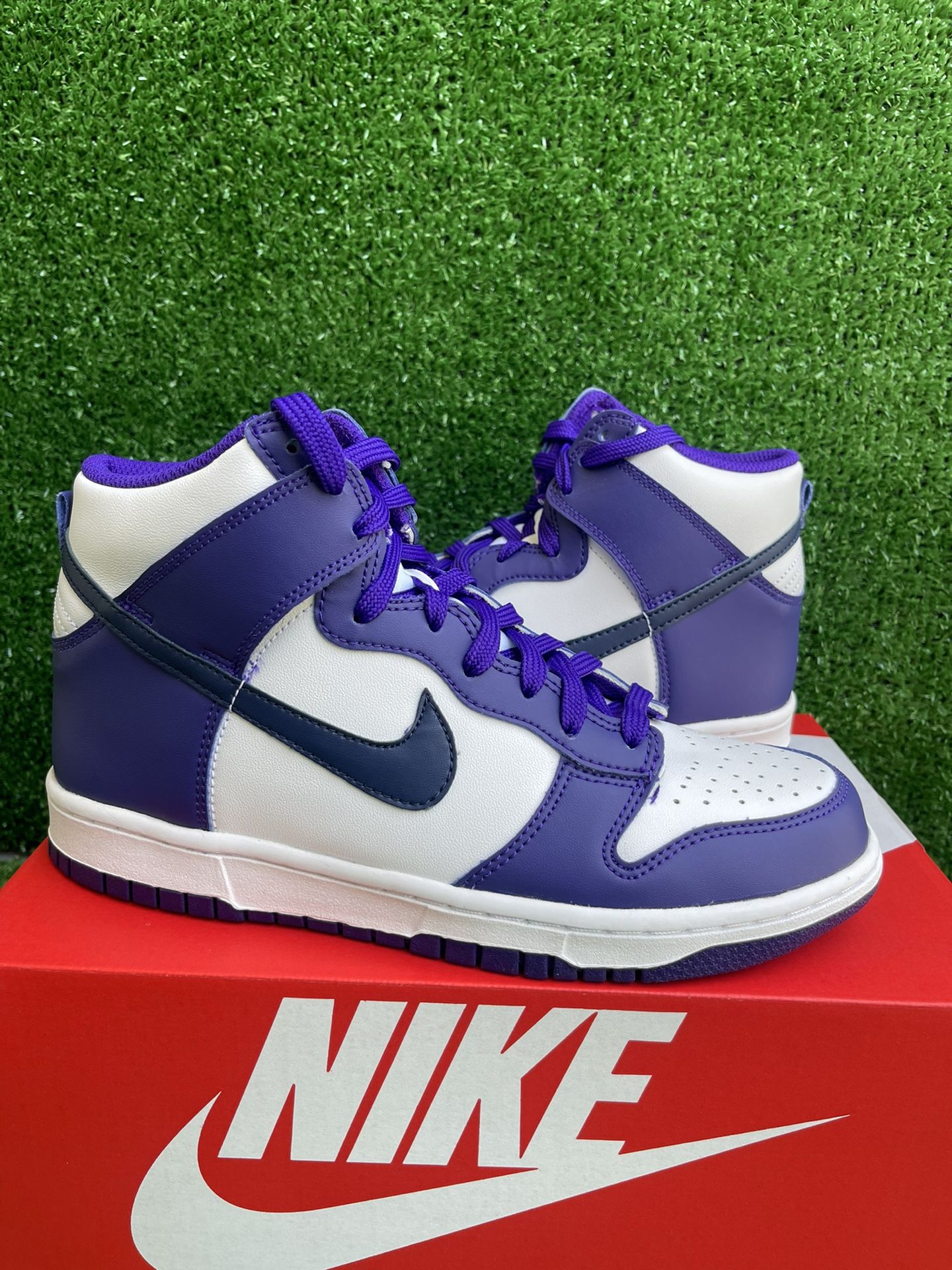 NIKE DUNK HIGH ELECTRO PURPLE MIDNIGHT NAVY (GS) Size