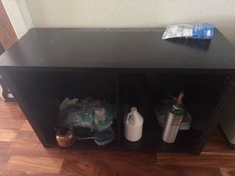 Black Low Storage Cabinet with Open Shelves