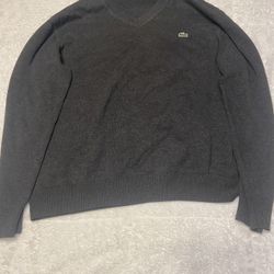 Lacoste Gray V Neck Sweater Men’s XL 
