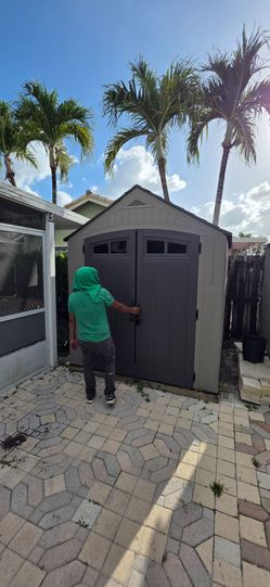 Plastic outdoor storage shed