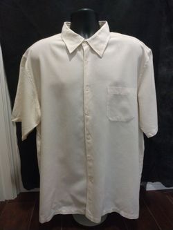 Martin Gordon Silk Cotton Blend White Short Sleeve Men's Shirt Size XXL