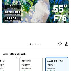 New-iFFALCON 55-Inch Class QLED 4K F75 Smart TV, Ultra-Slim 1.1'' Floating Picture Frame TV, Seamless Wall-Mount Installation | Dolby Vision IQ, 144Hz