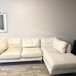 White couch Real Leather sectional
