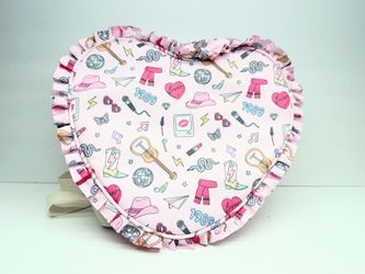 Heart Shaped Girls Kids Backpack Light Pink w/ Designs **New